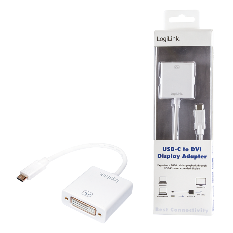 LogiLink USB-C auf DVI Adapter Konform zur USB 3.1-Spezifikation Gen1, Unterstützt Mac OS X und Chrome OS Unterstützt HDCP 1.3, Videoauflösung bis zu 1080p. passend zum neuen MacBook Pro und zum MacBook 30,50cm (12") (UA0245A)
