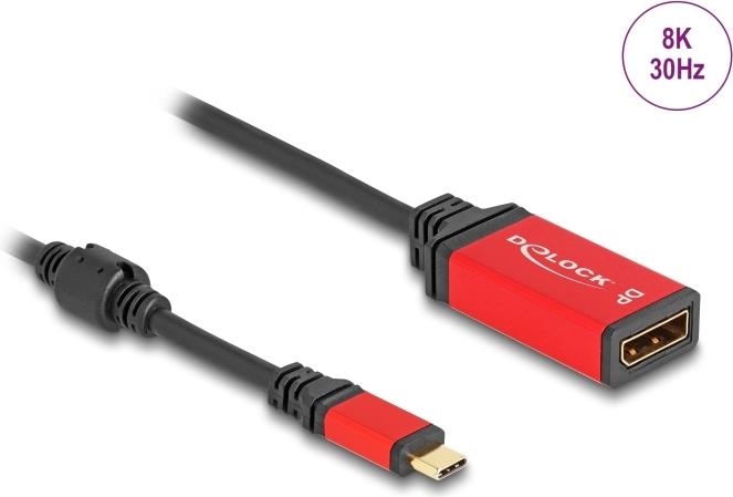DeLOCK USB Type-C™ zu DisplayPort Adapter (DP Alt Mode) 8K 30 Hz mit HDR Funktion rot (60052)
