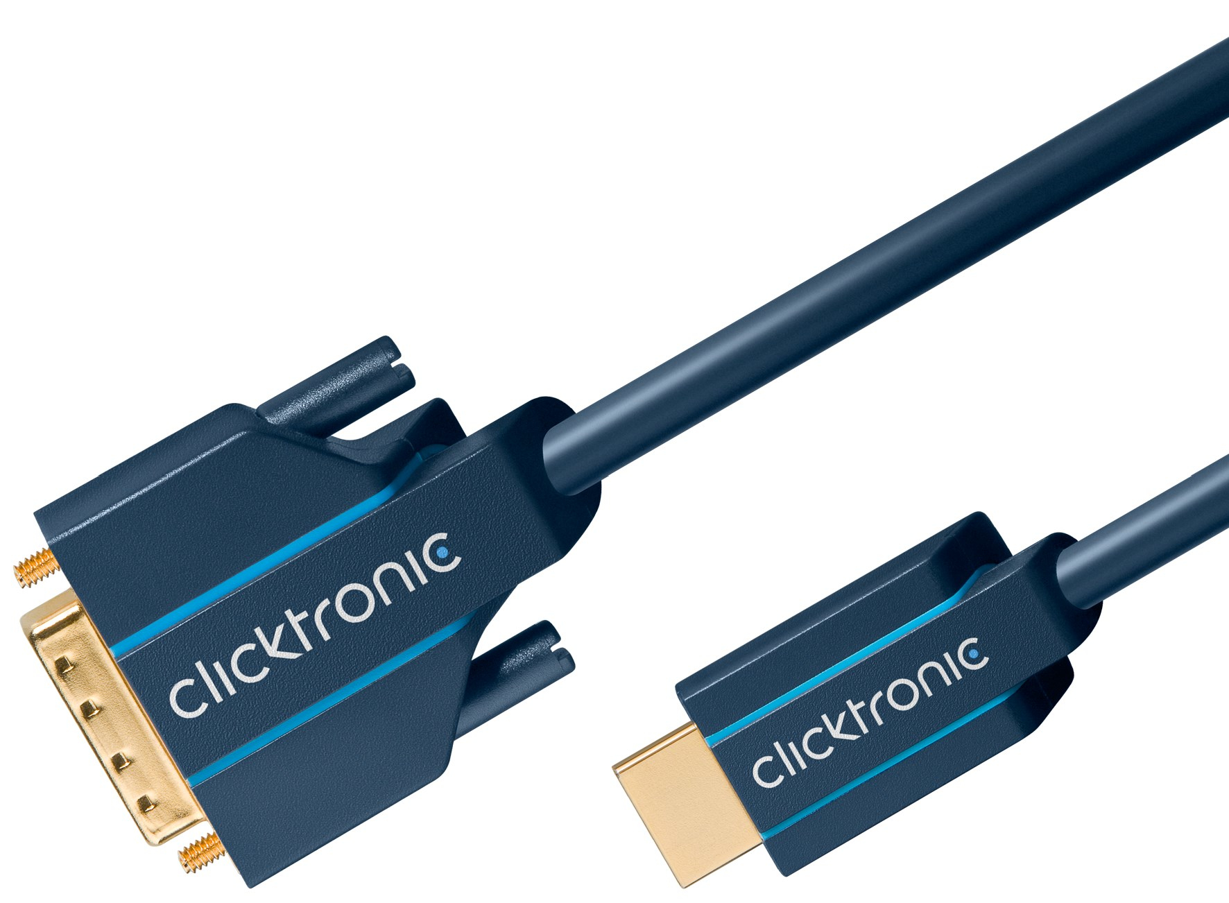 ClickTronic Casual Series Adapterkabel HDMI A auf DVI-D (24+1) Stecker 3 m Blau