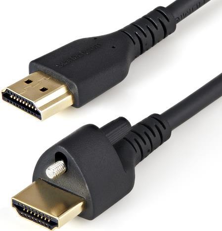 StarTech.com 1m (3ft) HDMI Cable with Locking Screw, 4K 60Hz HDR 10, High Speed HDMI 2.0 Monitor Cable with Locking Screw Connector for Secure Connection, HDMI Cable with Ethernet, M/M (HDMM1MLS)