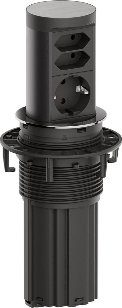 BACHMANN ELEVATOR2 1xCEE7/3 2xEuro, Edelstahl-Optik 2,0 m AEH (BM0020489)