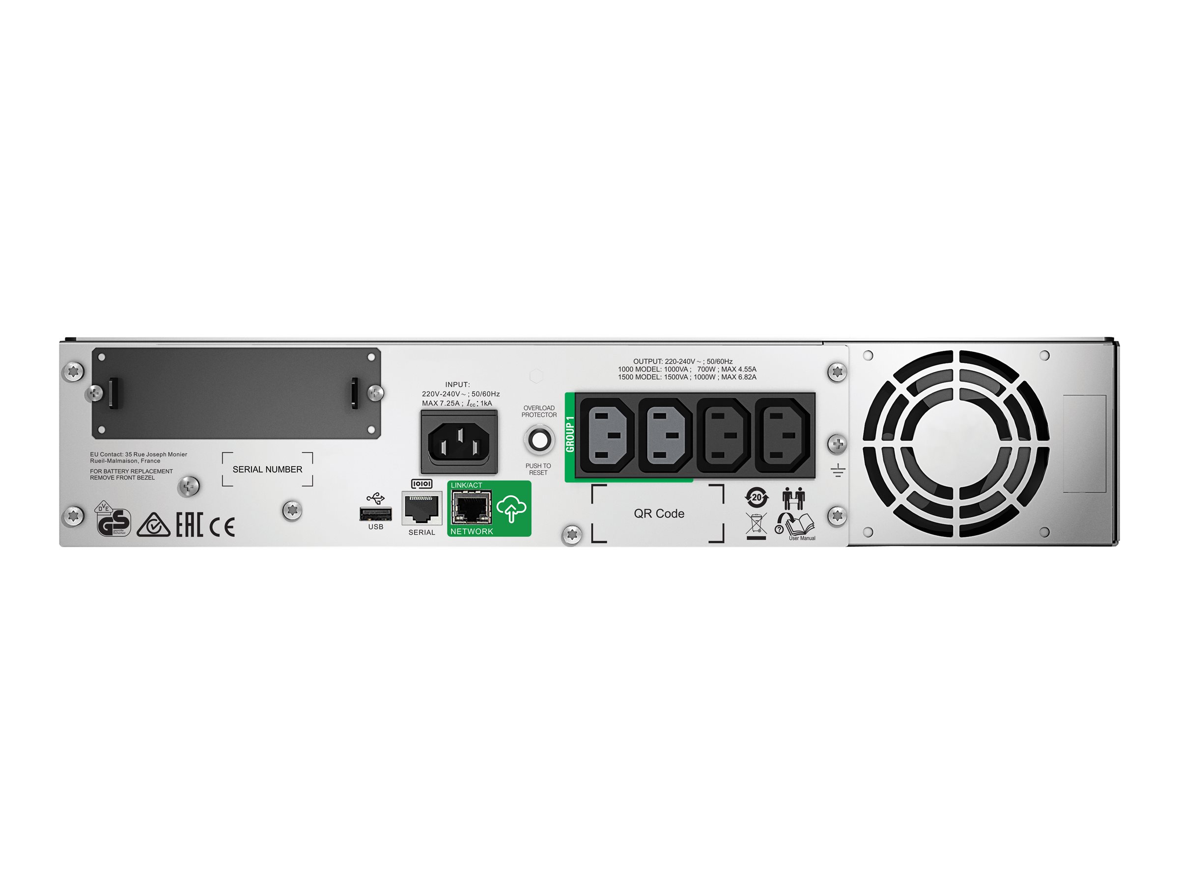 APC Smart-UPS 1500VA LCD RM 2U 1500 VA 1000 W Schwarz