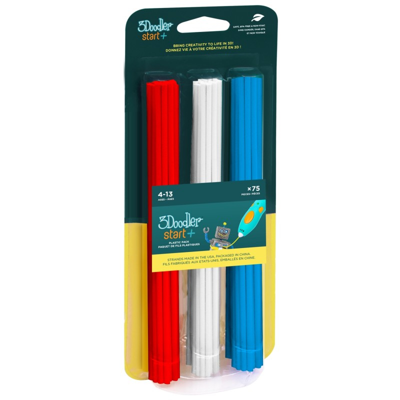 3Doodler Start 3DS-ECO-MIX1-75 Kompostierbares 3D-Filament 75 Stück Blau Rot Weiß