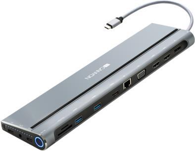 Canyon DS-9 - Dockingstation - USB-C - VGA, 2 x HDMI, DP - GigE (CNS-HDS09B)