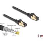 Delock RJ45 Netzwerkkabel Cat.6A Stecker zu Stecker S/FTP schwarz 1 m mit Cat.7 Rohkabel Industrie und Outdoor tauglich (80248)