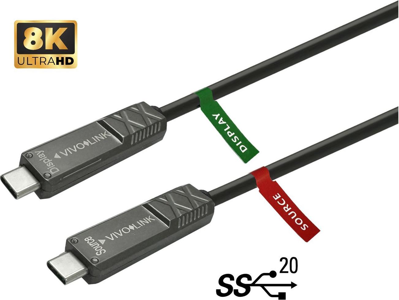 Vivolink USB-C to USB-C Cable 8m for AV (PROUSBCMM8OP)