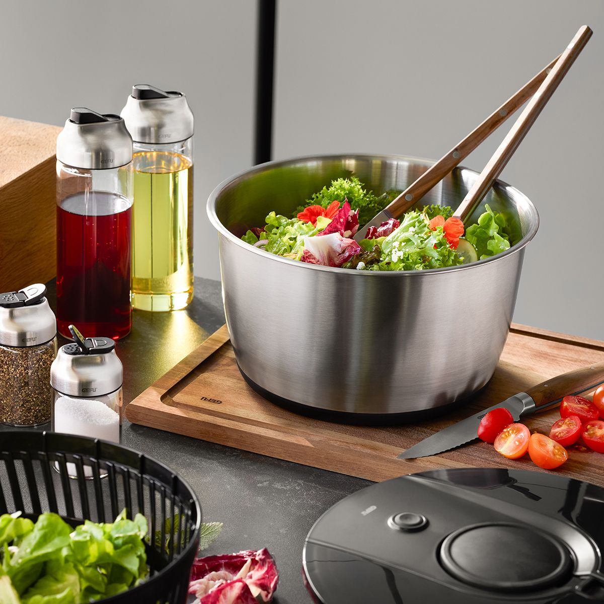 GEFU PUSH IT Salatschleuder 5 l Edelstahl