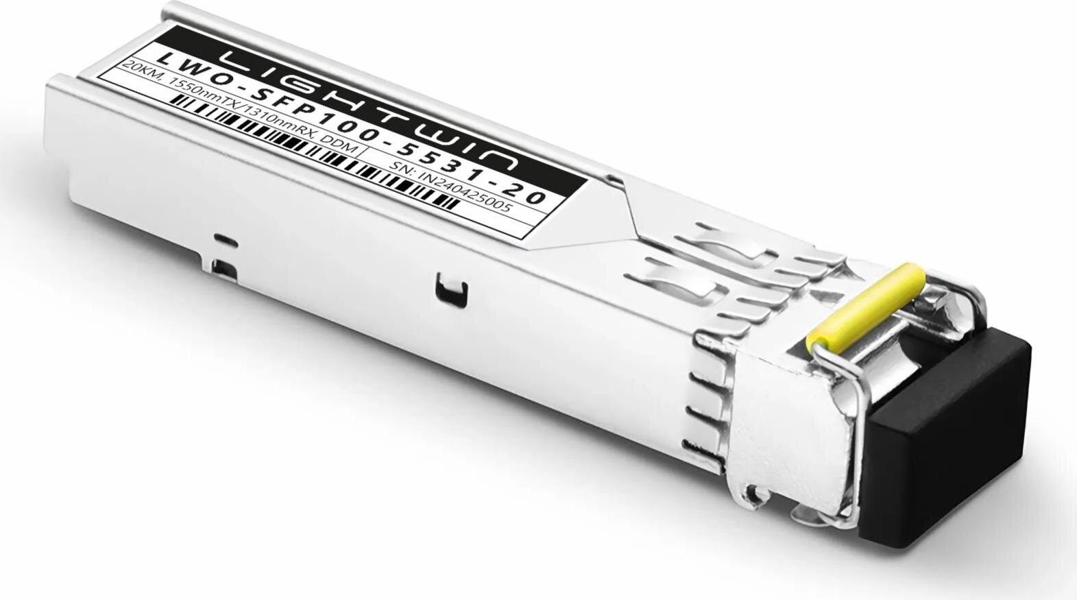 Lightwin 155 Mbps SFP BIDI, 1550nmTX/1310nmRX, 20km, DDM, LC-Simplex, Singlemode SFPs / XFPs (LWO-SFP100-5531-20)