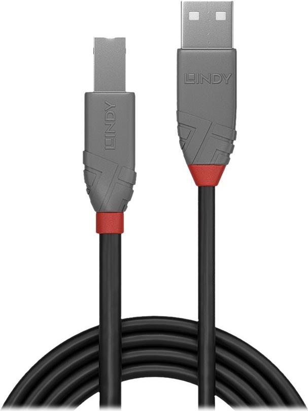 Lindy Anthra Line USB 2.0 Kabel USB A auf USB B 1 m Schwarz