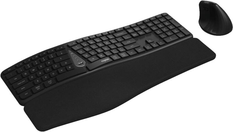 Rapoo 8810ME Ergonomisches Kabelloses Tastatur-Maus-Set QWERTZ Grau