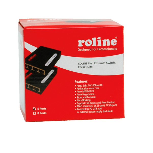 ROLINE Pocket Fast Ethernet Switch, 5 Ports, Unmanaged