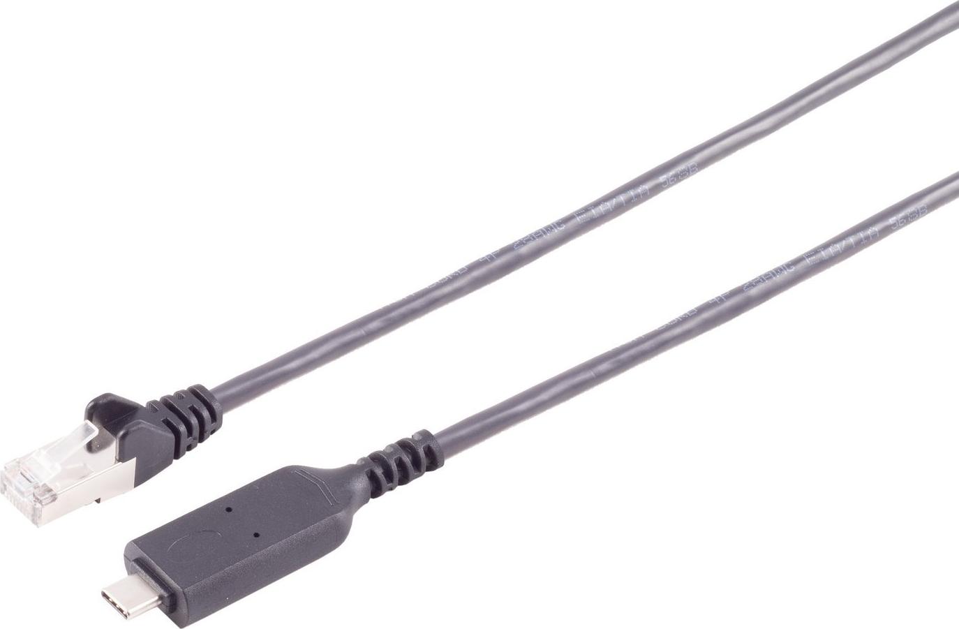 S/CONN maximum connectivity USB-C LAN Adapterkabel 1G, USB Typ C Stecker auf RJ45, PVC, schwarz, 1,5m (13-51155)