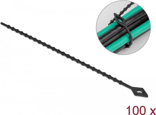 Delock - Kabelbinder - beaded, reusable - 15cm - Schwarz (Packung mit 100) (19568)