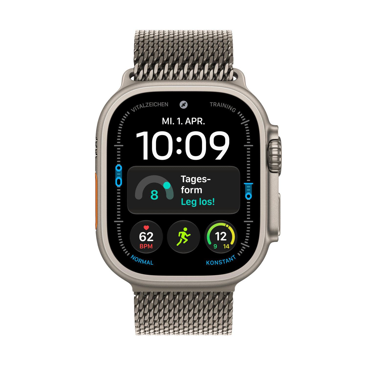Apple Watch Ultra 4 GPS + Cellular 49mm Titangehäuse Natur mit Milanaise Armband Titan Natur - S