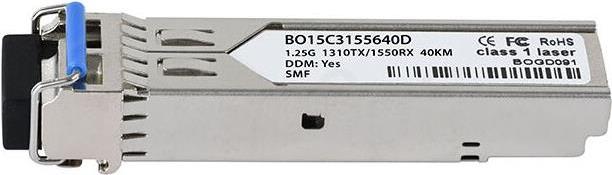 Kompatibler Level One SFP-4350 BlueOptics BO15C3155640D SFP Transceiver, LC-Simplex, 1000BASE-BX-U, Singlemode Fiber, TX1310nm/RX1550nm, 40KM, DDM, 0°C/+70°C (SFP-4350-BO)