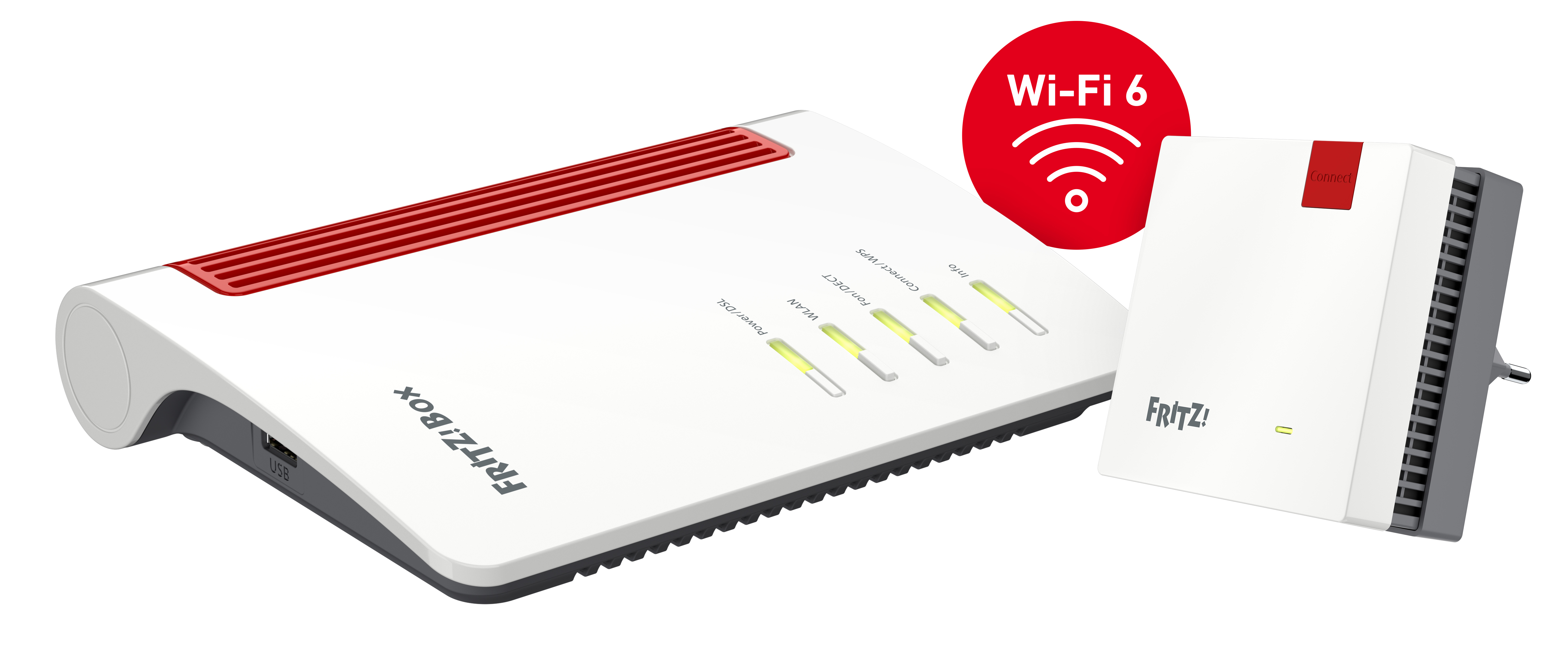 FRITZ! Mesh Set 7530 AX + 1200 AX Dual-Band Wi-Fi 6 2400 Mbit/s Rot, Weiß