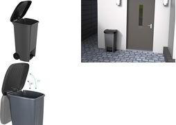 EDA Abfalltonne, 100 Liter, Kunststoff, anthrazit mit Pedal und Rädern, aus recyceltem Kunststoff - 1 Stück (010644 G.ANT/NO)