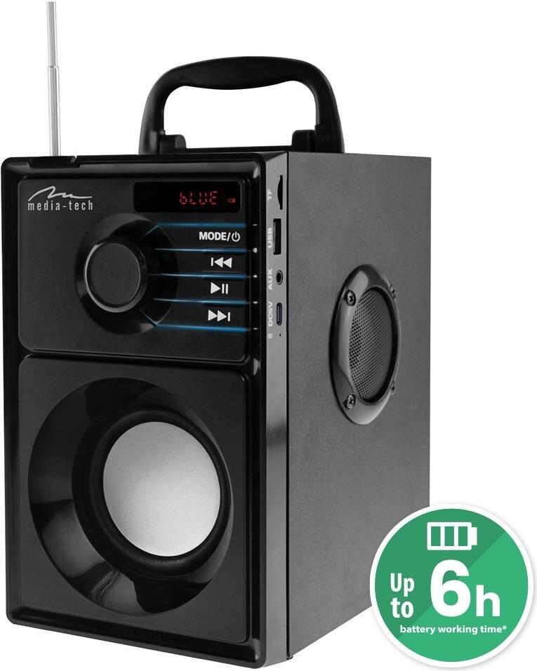 Media-Tech Boombox BT Tragbarer Stereo-Lautsprecher 15 W Bluetooth Schwarz