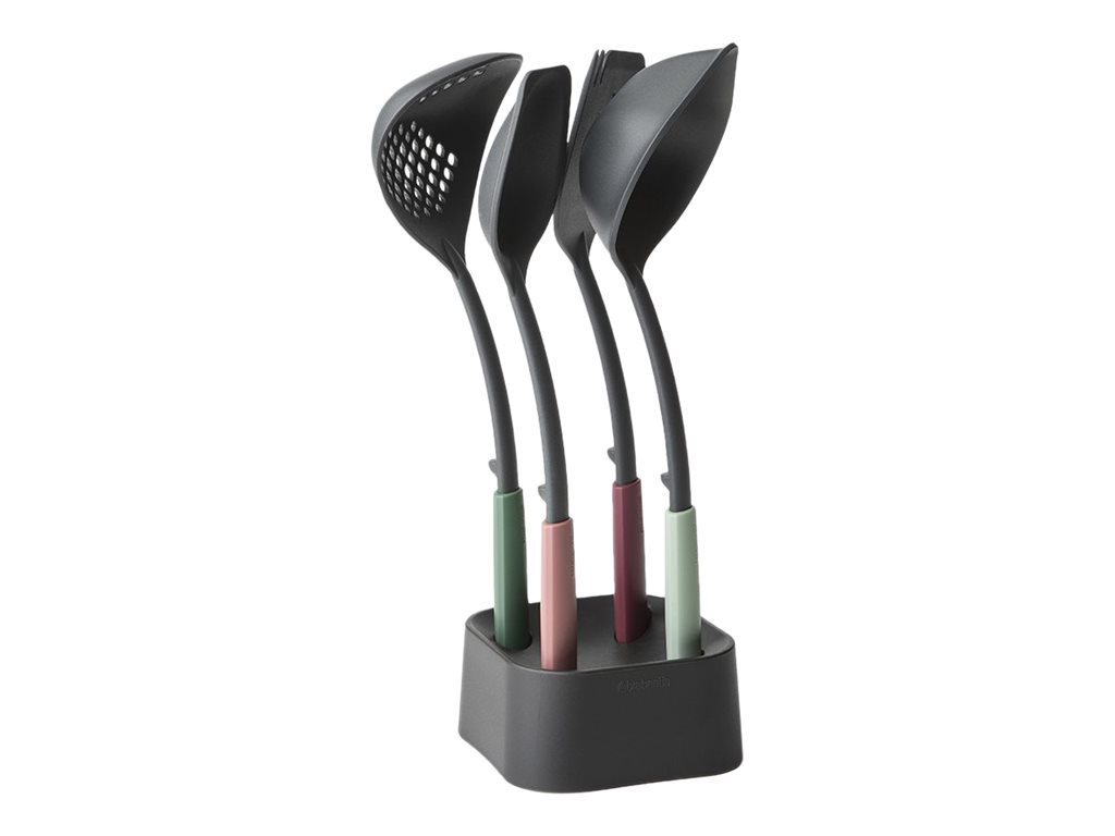 Brabantia Tasty+ Utensilienset 5-teilig mit Ständer Schwarz Grün Rot