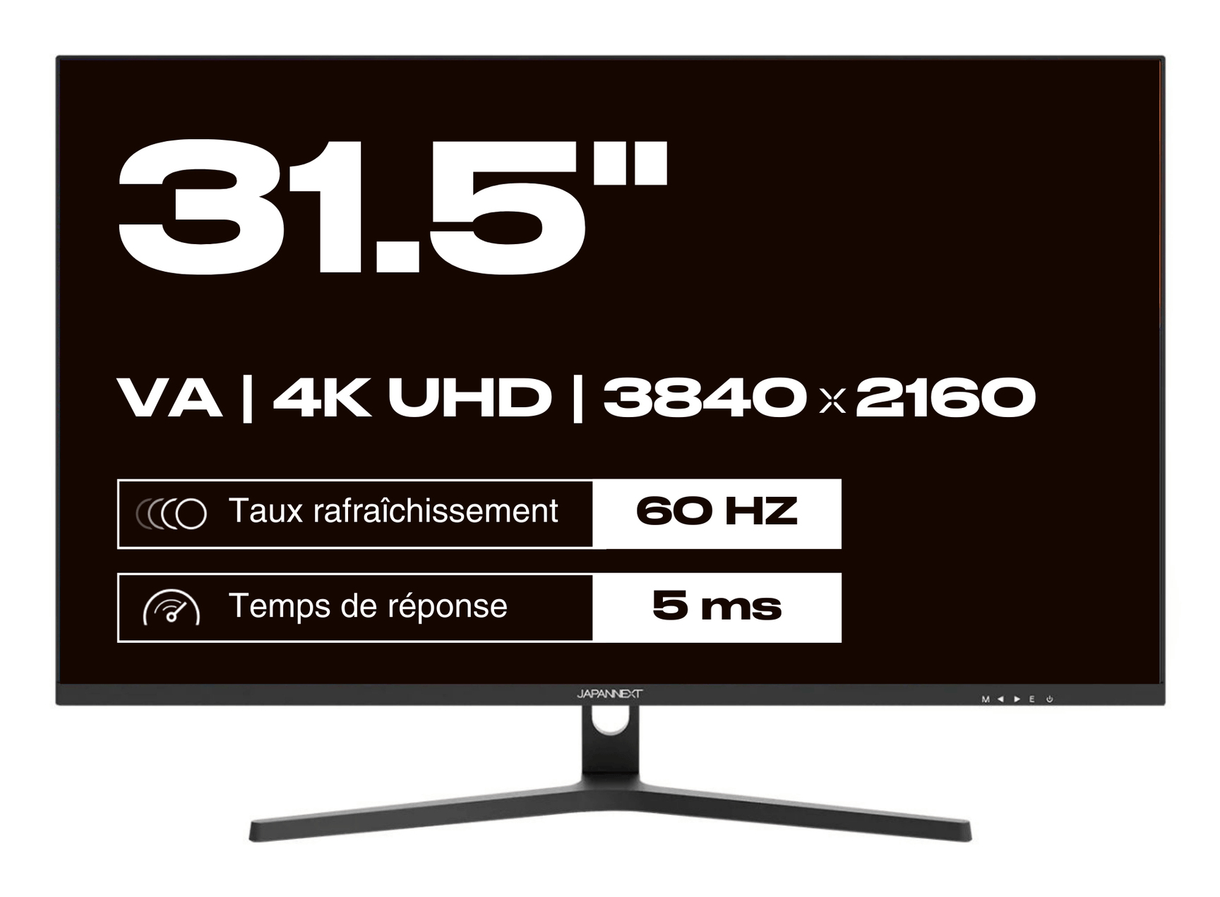 JAPANNEXT JN-V315UHDR 31,5" 4K UHD VA Monitor, 60 Hz, HDMI, DisplayPort, Schwarz