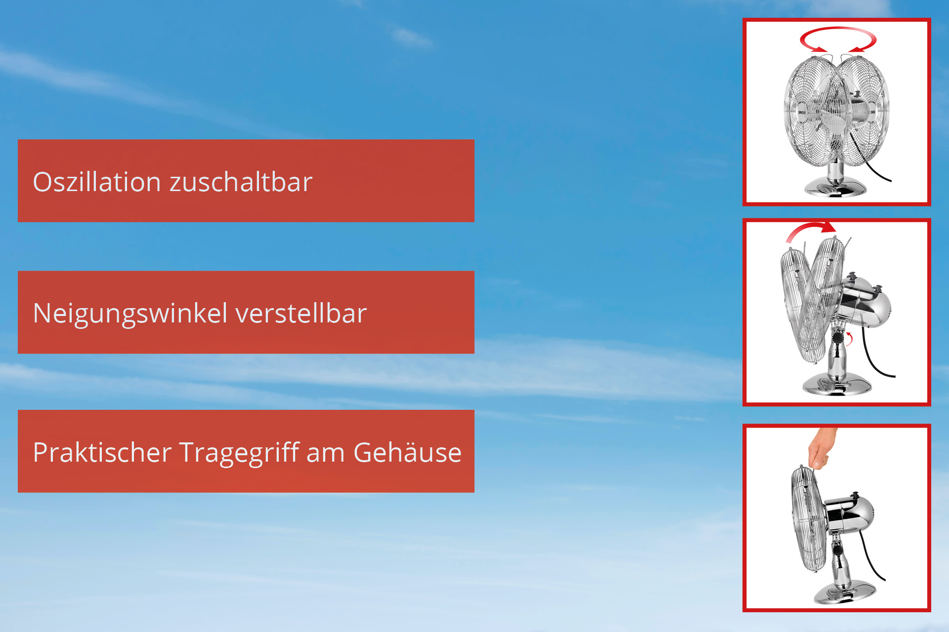 Unold 86830 Tischventilator Chrom 30 cm 35 W