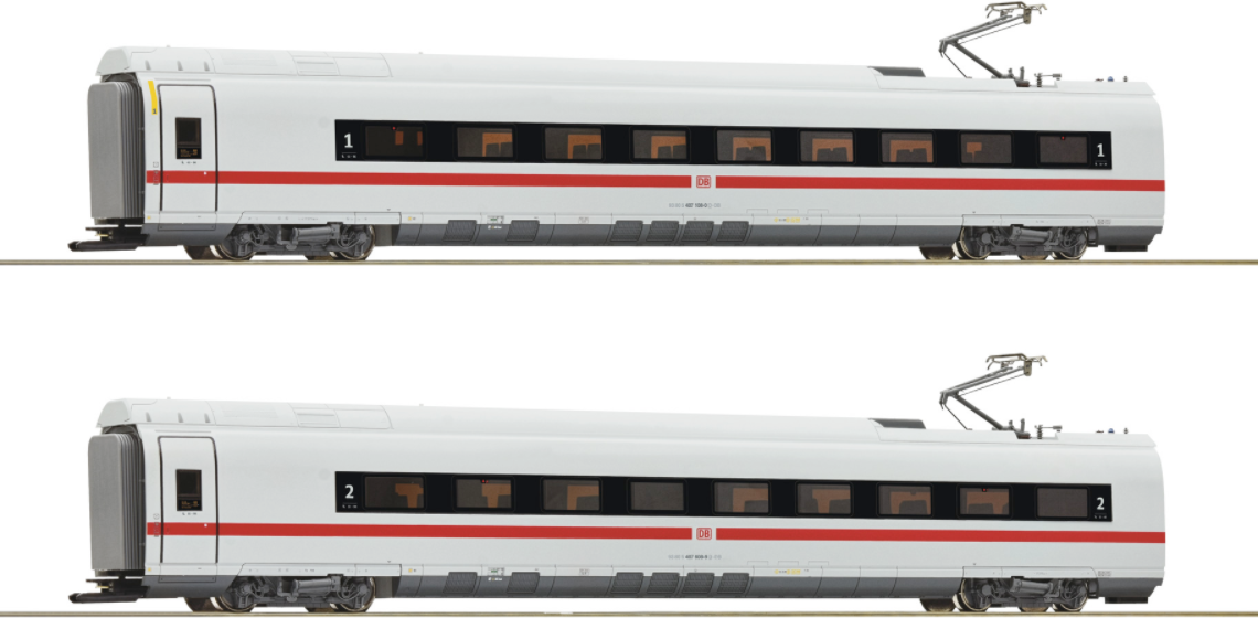 Roco 2 piece set intermediate coaches ICE 3 class 407 (Set 1) - DB AG maßstabsgetreue modell ersatzteil & zubehör Wagen (78096)