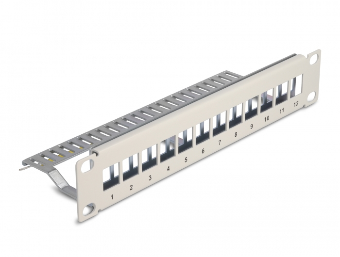 Delock 66875 Keystone Patchpanel 12 Port 10" 1 HE mit Zugentlastung Grau