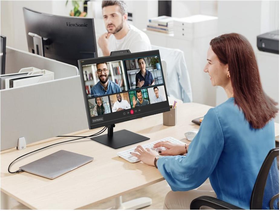 ViewSonic VG2741V-2K Monitor mit Hello-zertifizierter Webcam 68,6 cm (27") Quad HD, IPS, 4 ms, HDMI, DisplayPort, USB-C, USB-A, RJ45, 3,5 mm Klinke (VG2741V-2K)