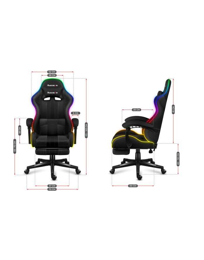 Huzaro FORCE 4.7 RGB Mesh Gaming-Stuhl Schwarz