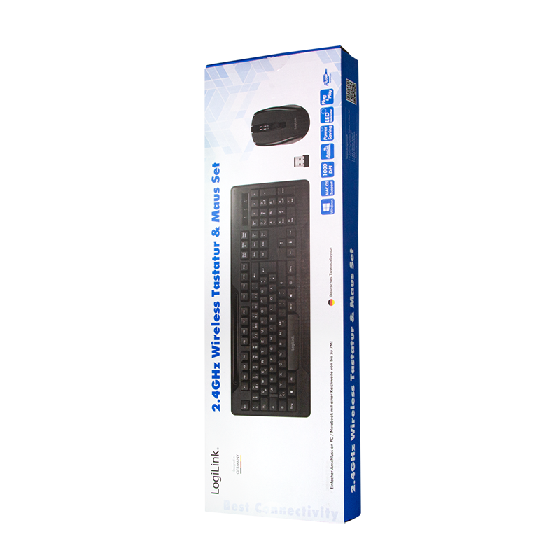 LogiLink Funk Tastatur-und-Maus-Set 2.4 GHz Schwarz