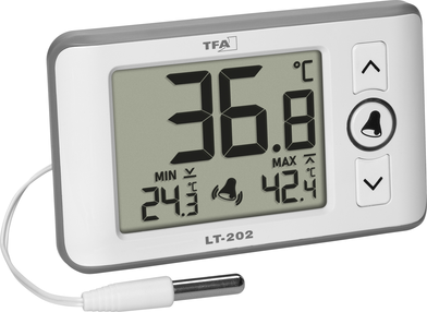 TFA Dostmann Digitales Profi-Thermometer mit Kabelfühler LT 202 Thermometer Weiß 30.1052.02 (30.1052.02)