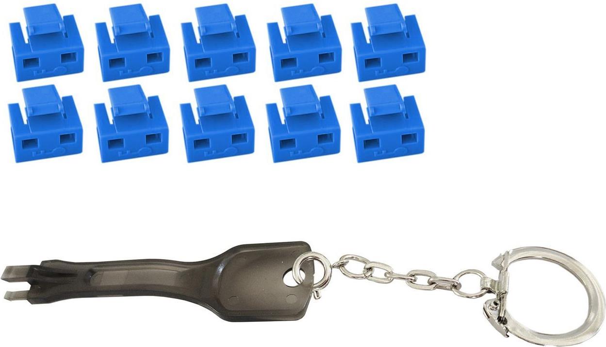 Microconnect MC-RJ45PORTBLOCK-B Schnittstellenblockierung Türblockierschlüssel RJ-45 Schwarz - Blau 10 Stück(e) (MC-RJ45PORTBLOCK-B)