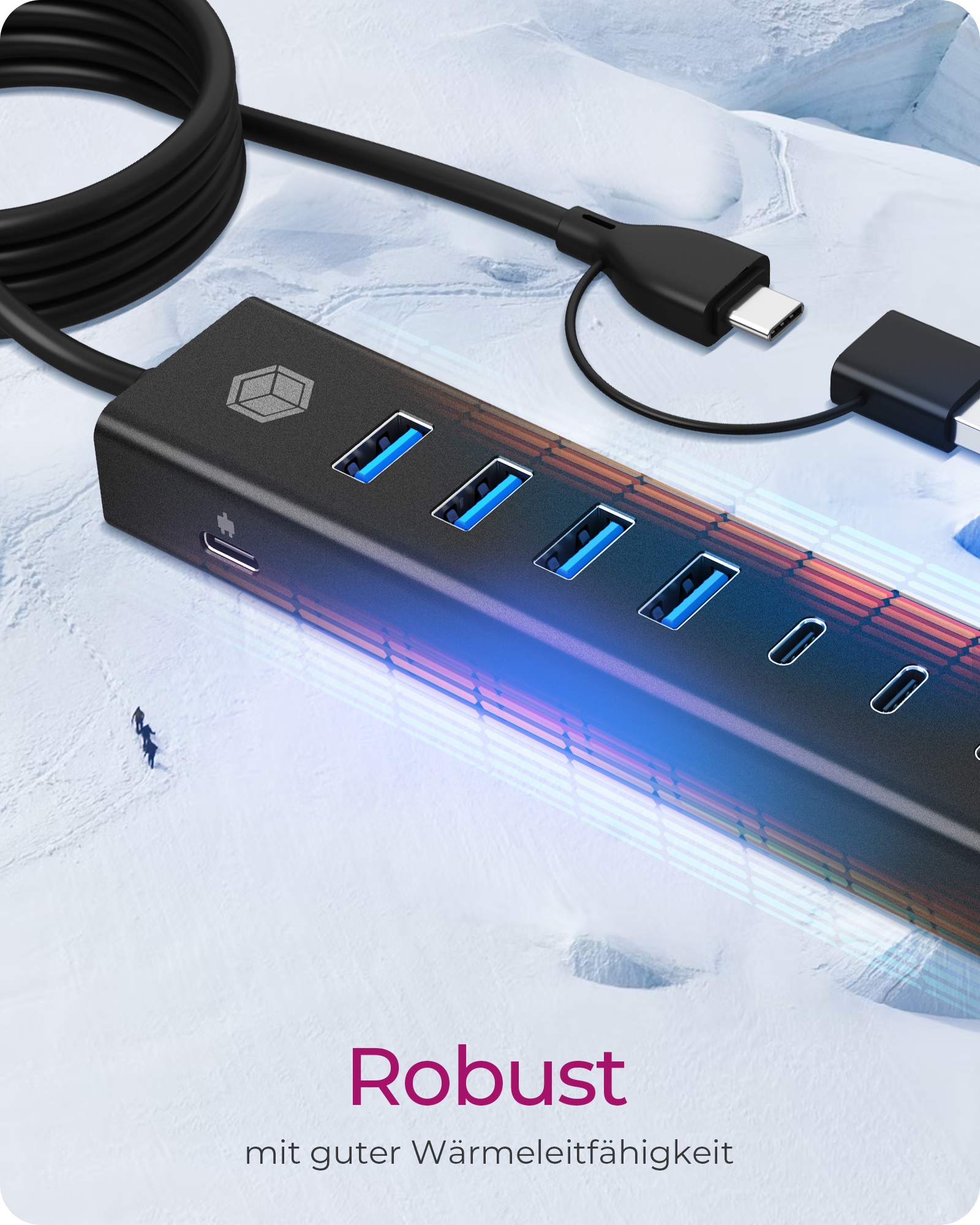 ICY BOX IB-HUB1737-C3 7-Port USB 3.2 Gen 1 Hub Schwarz