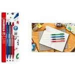 STABILO Druckkugelschreiber pointball colorful, 3er Etui rutschfeste Griffzone, mit weicher Kugelschreiberpaste - 1 Stück (6033/3-1)
