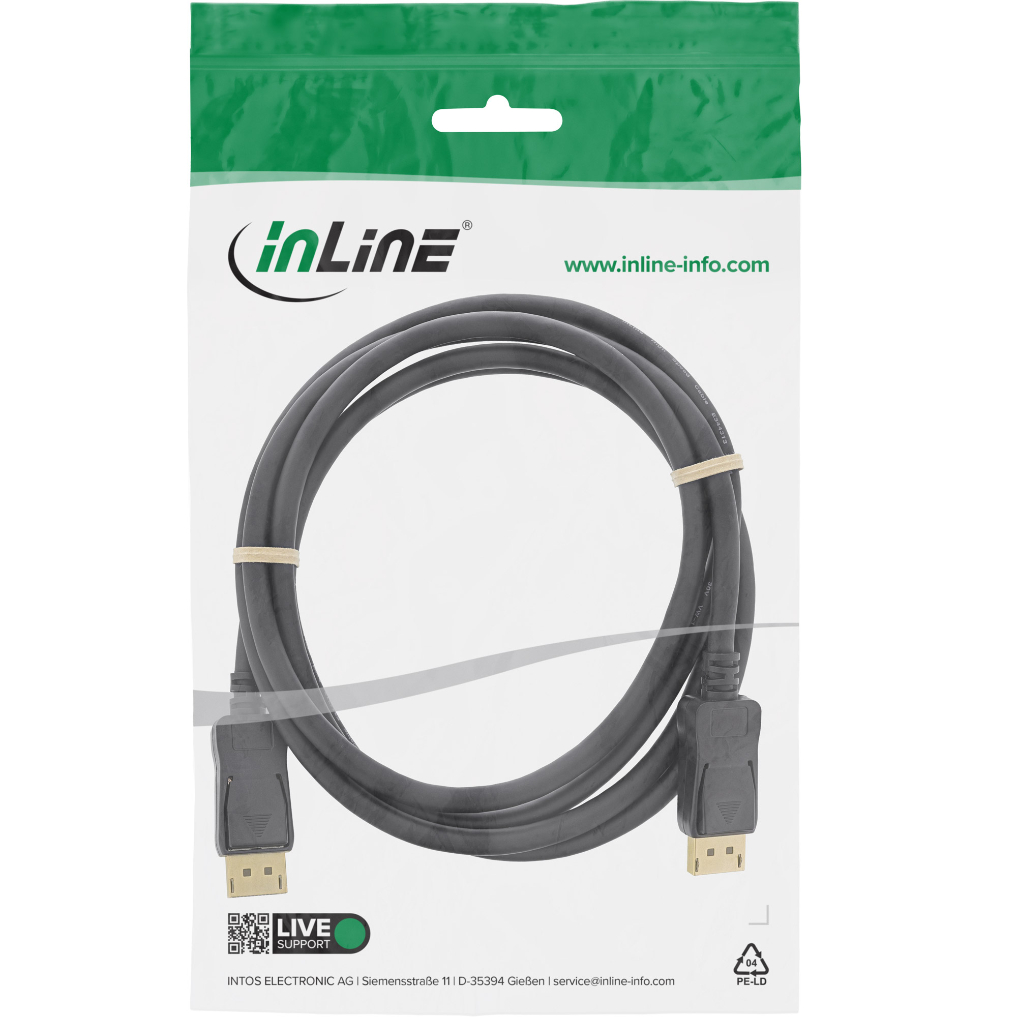 InLine 17133P DisplayPort-Kabel DisplayPort 1.2 0,3 m 4K Schwarz