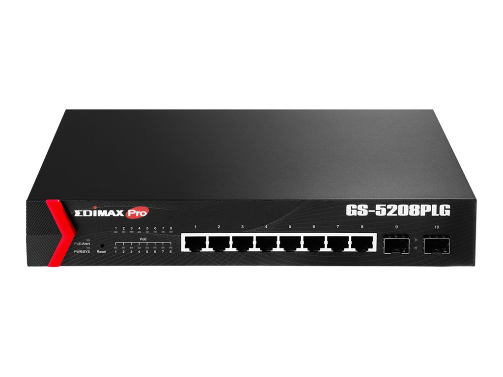 Edimax Pro GS-5208PLG V2 Managed Switch 8 Ports Gigabit PoE+ Schwarz