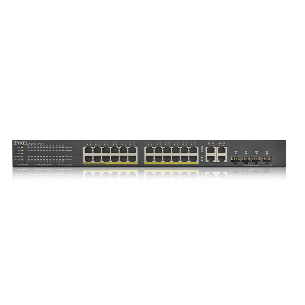 Zyxel GS1920-24HPv2 Managed Gigabit Switch 24-Port PoE+ Schwarz