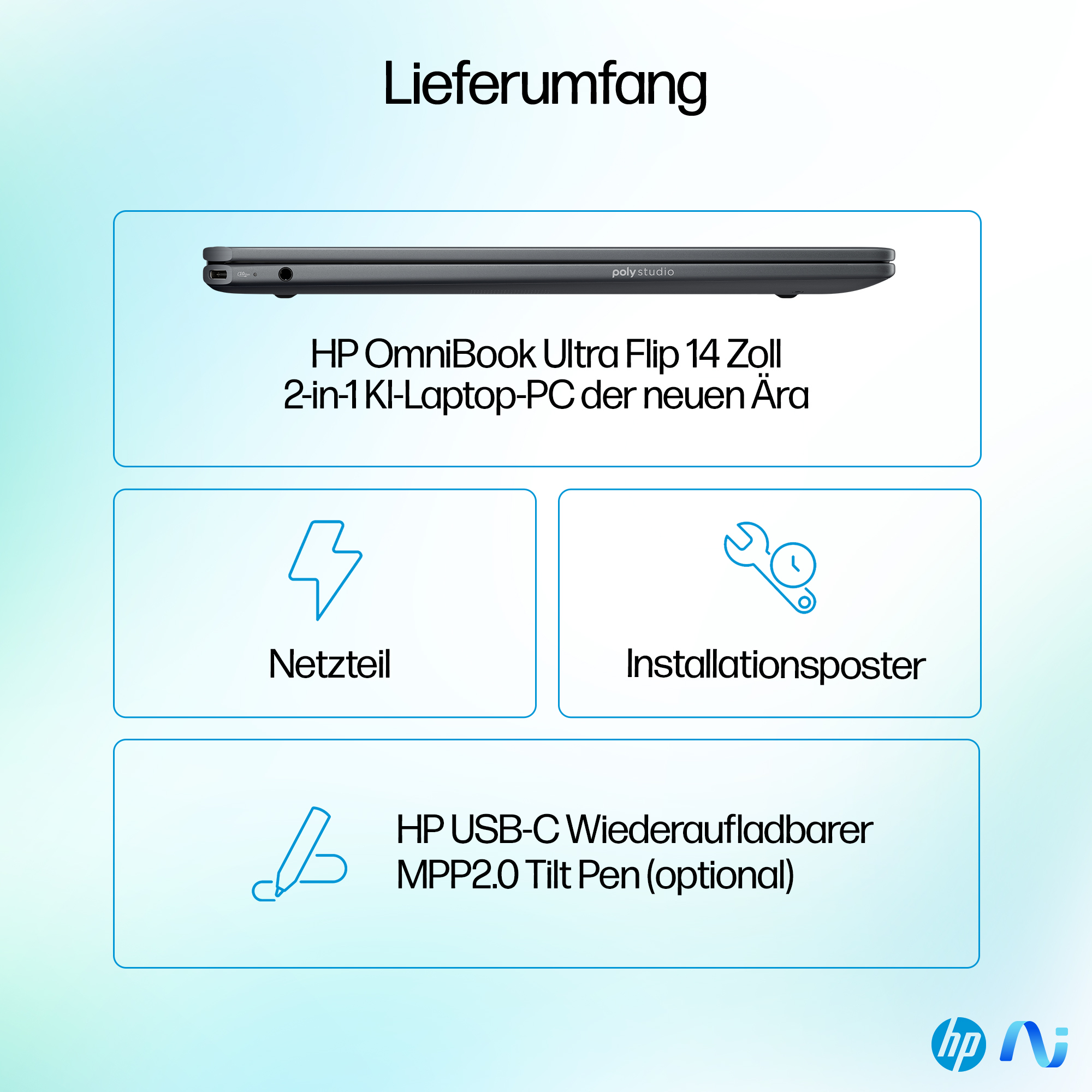 HP OmniBook Ultra Flip 14-fh0170ng 14" 2.8K OLED Touch 120Hz Intel Core Ultra 7 256V 16 GB RAM 512 GB SSD Atmospheric Blue