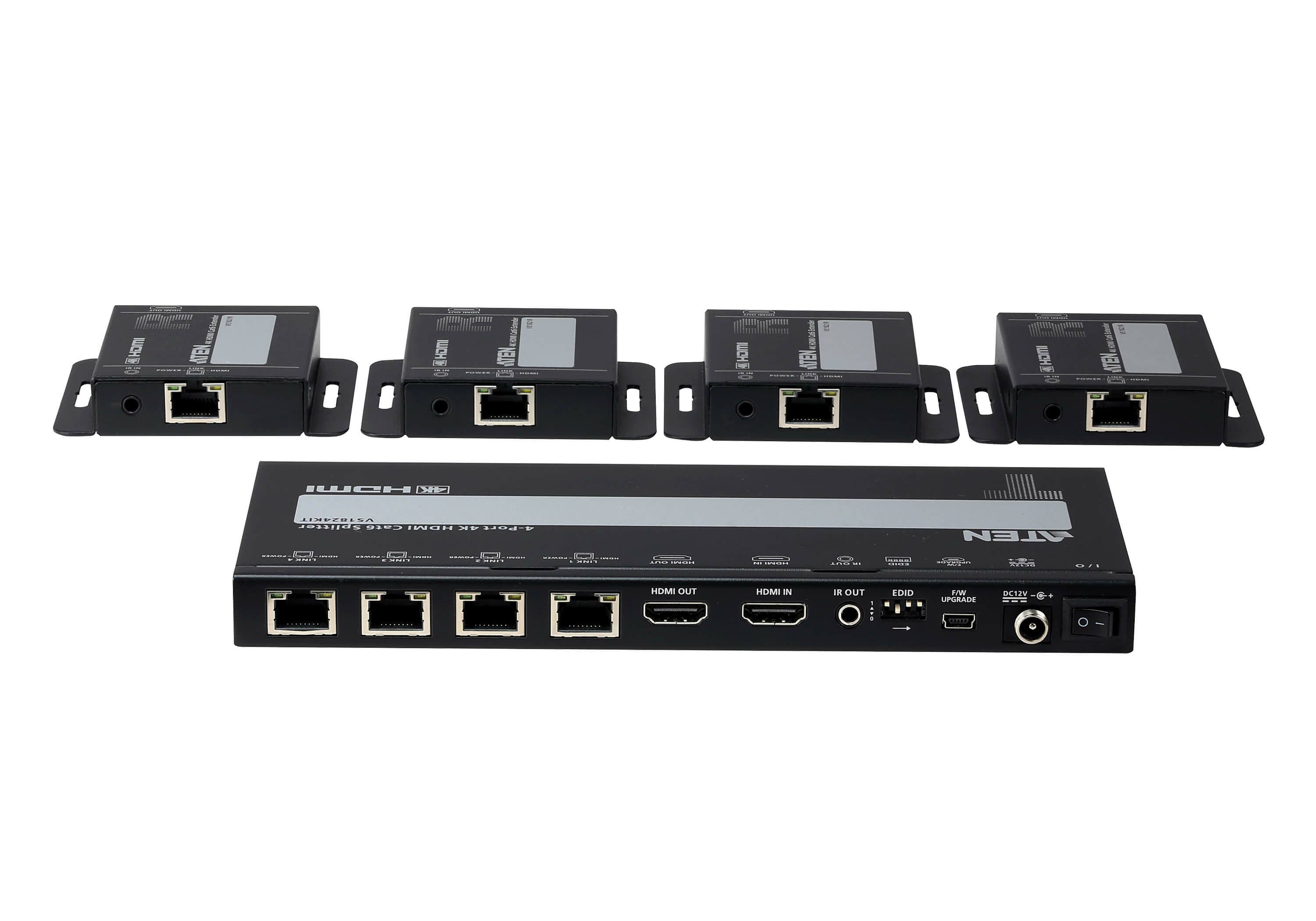ATEN VS1824KIT 4K HDMI Cat6 Videosplitter Kit 1 Sender 4 Empfänger Schwarz