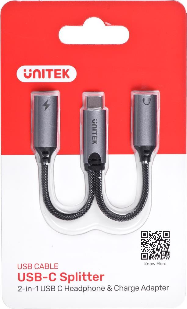 UNITEK ADAPTER USB-C - 2X USB-C, 18W, AUDIO, M206A (M206A)