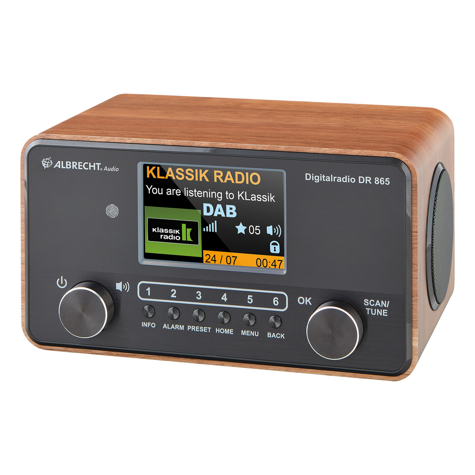 Albrecht DR 865 Digitalradio DAB+ FM 14 W Schwarz, Holz