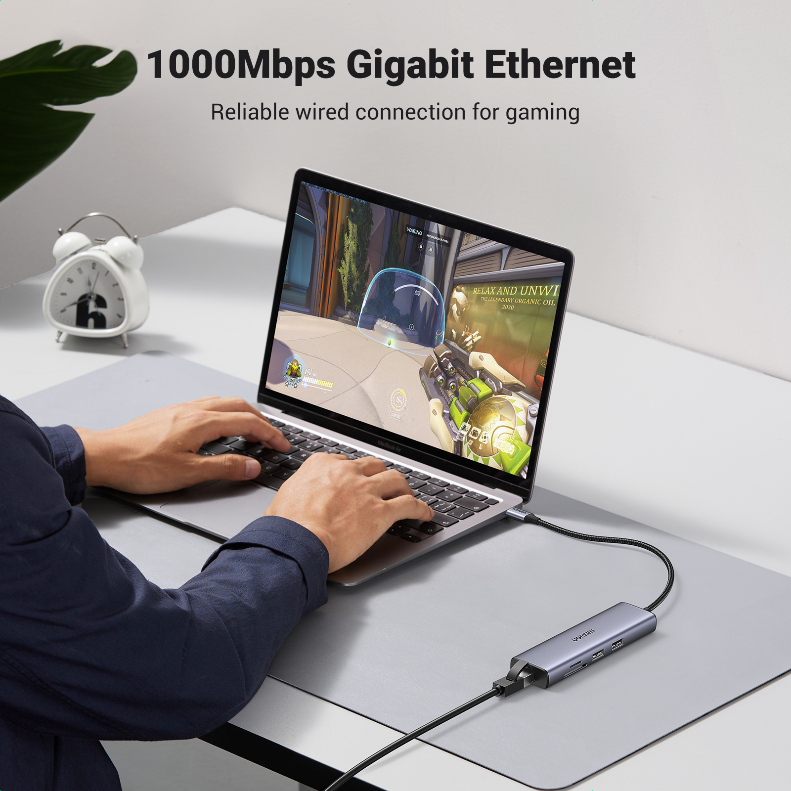 Ugreen USB-C Hub 7-in-1 HDMI Gigabit-Ethernet USB 3.0 Power Delivery Space-grau