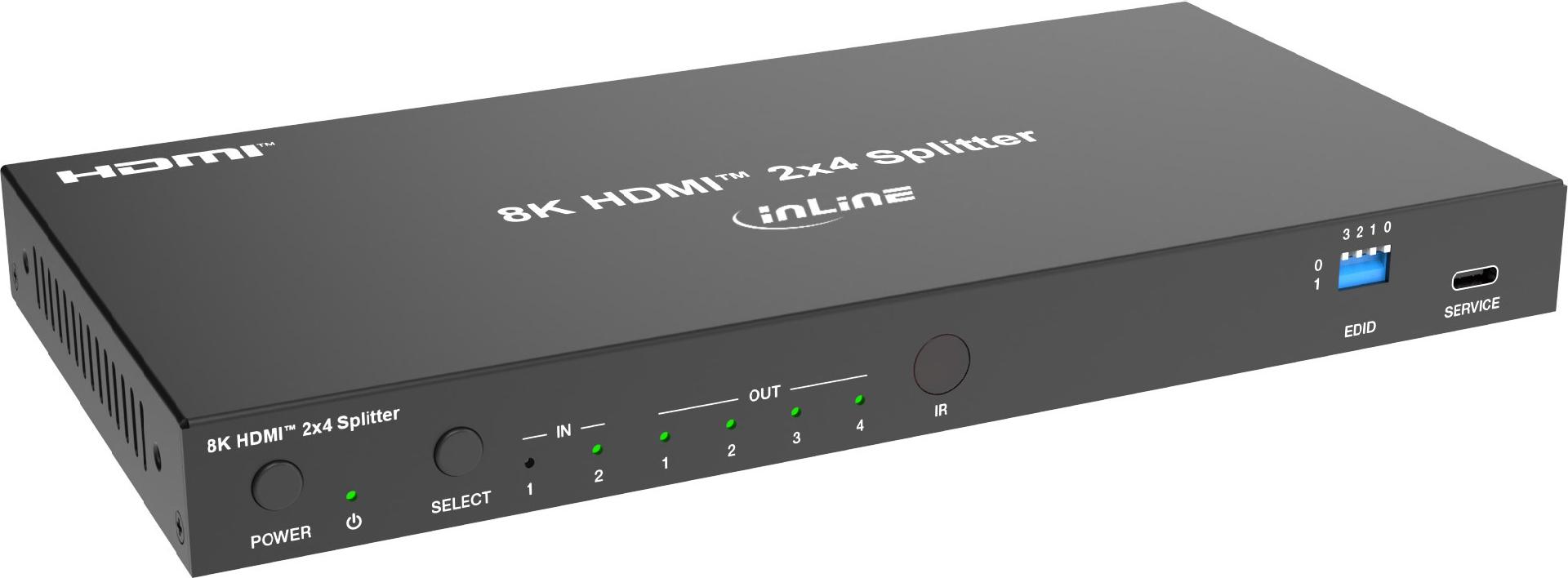 InLine® Video Splitter, 2x4, HDMI 8K/60Hz (4K/120Hz) (57887D)