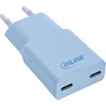 InLine® USB-C Ladegerät, 30W, GaN, Dual USB-C, PD/PPS, Eisbonbon/blau (31590B)