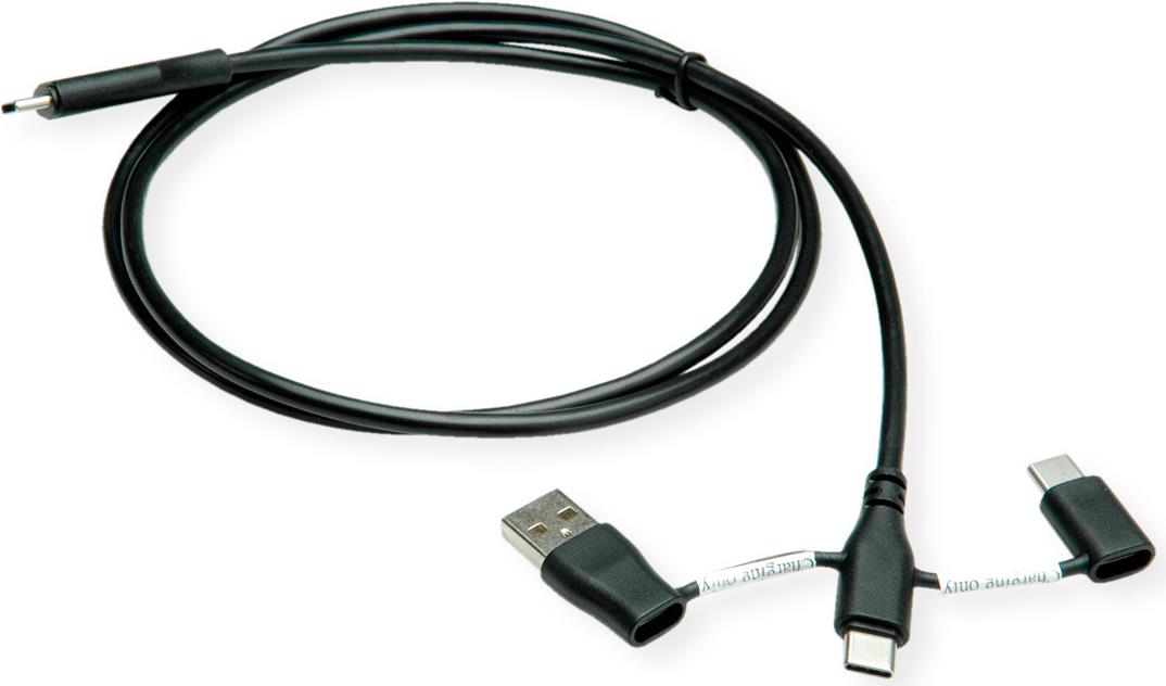 ROLINE USB 2.0 Kabel Typ C, ST/ST, mit Datenblockier-Adaptern Typ A+C, 1 m (11.02.8349)