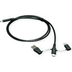 ROLINE USB 2.0 Kabel Typ C, ST/ST, mit Datenblockier-Adaptern Typ A+C, 1 m (11.02.8349)