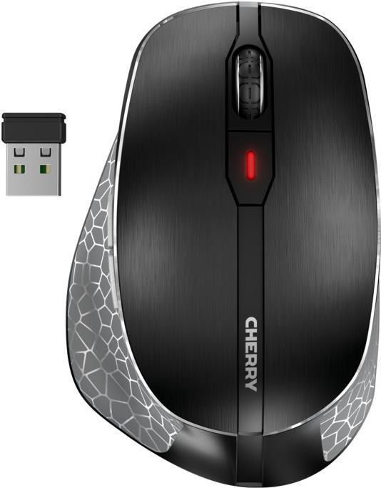 CHERRY MW 8C ERGO - Maus - ergonomisch - optisch - 6 Tasten - kabellos - 2.4 GHz, Bluetooth 4.0 - kabelloser Empfänger (USB) - Schwarz