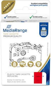 MediaRange MRBTZ431 Etiketten erstellendes Band Schwarz auf rot (MRBTZ431)