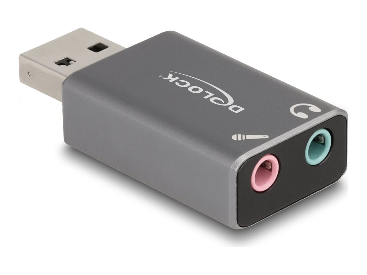 Delock 66633 Externe Soundkarte USB-A auf 2 x 3.5 mm Klinkenbuchse Grau