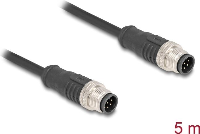 Delock M12 Kabel A-kodiert 8 Pin Stecker zu PVC 5 m (80808)